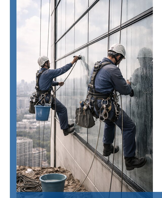 Профессиональная мойка фасадных окон альпинистами в Нефтеюганске