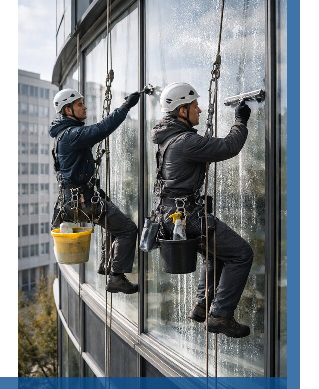 Мойка панорамных окон в Нефтеюганске от 356 р. заказать у ВЫСОТНИК-Нфт