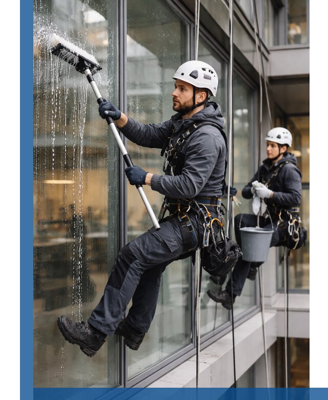 Профессиональная мойка витражей промышленными альпинистами в Нефтеюганске