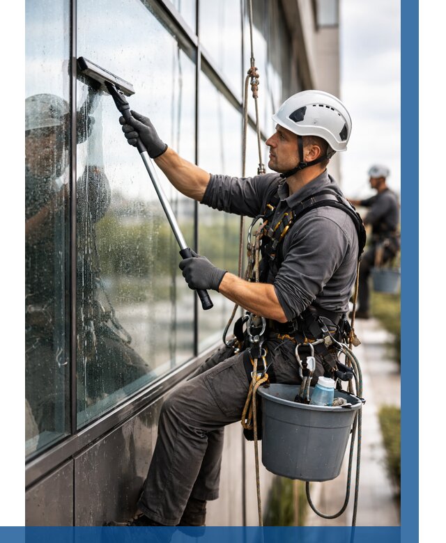 Мойка стеклянных фасадов в Нефтеюганске от 203 р. | ВЫСОТНИК-Нфт