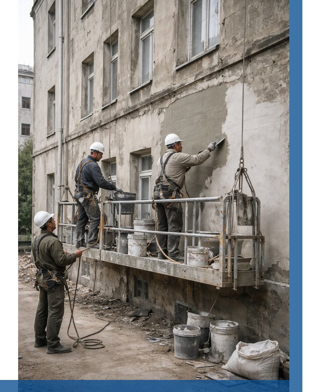 Капитальный ремонт фасада в Нефтеюганске от 4271 р. | ВЫСОТНИК-Нфт