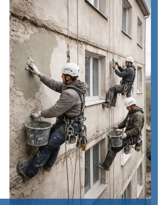 Ремонт штукатурного фасада в Нефтеюганске от 763 р. под ключ | ВЫСОТНИК-Нфт