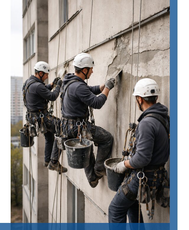 Ремонт бетонных элементов фасада в Нефтеюганске от 2542 р. | ВЫСОТНИК-Нфт