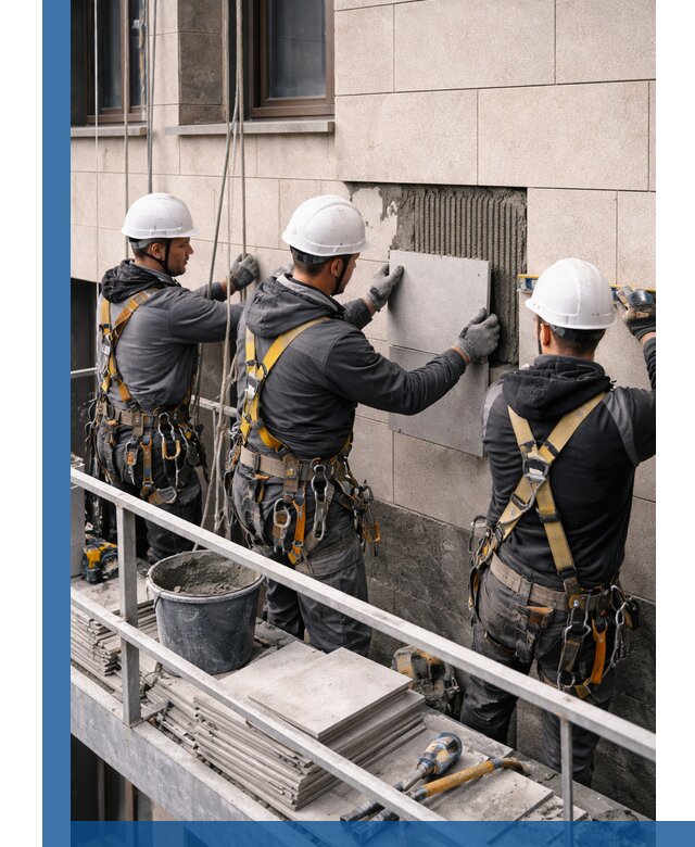 Ремонт облицовки фасада плиткой в Нефтеюганске с гарантией