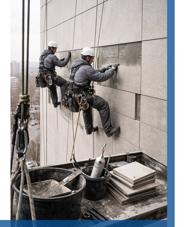 Ремонт фасада из керамогранита в Нефтеюганске от 2542 р. | ВЫСОТНИК-Нфт