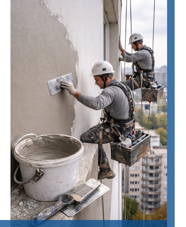 Шпаклевка фасада на высоте в Нефтеюганске от 712 р. | ВЫСОТНИК-Нфт