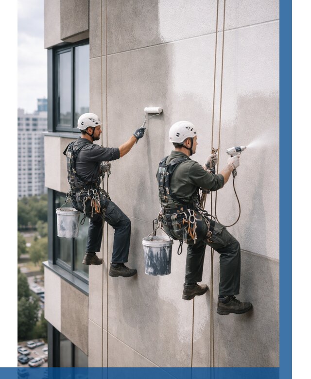 Покраска фасада альпинистами в Нефтеюганске от 305 р. | ВЫСОТНИК-Нфт