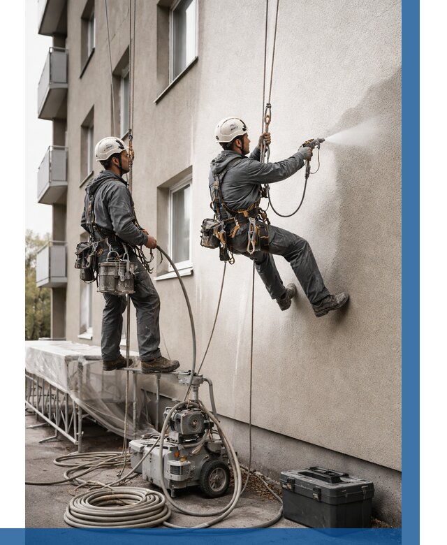 Безвоздушная покраска фасада в Нефтеюганске от 224 р/м² | ВЫСОТНИК-Нфт