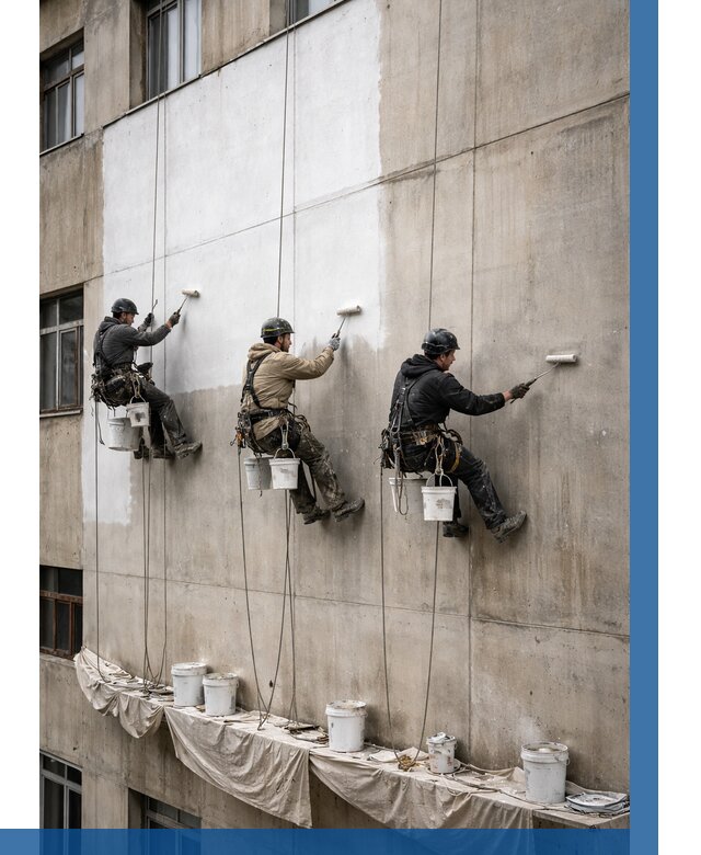 Покраска бетонного фасада в Нефтеюганске от 356 р за м2 | ВЫСОТНИК-Нфт