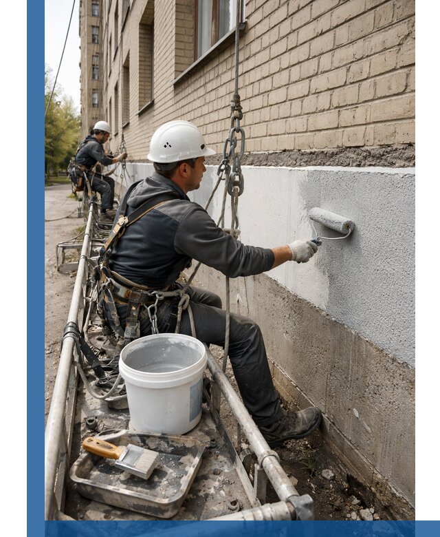 Окраска цоколя здания в Нефтеюганске профессионально и надежно