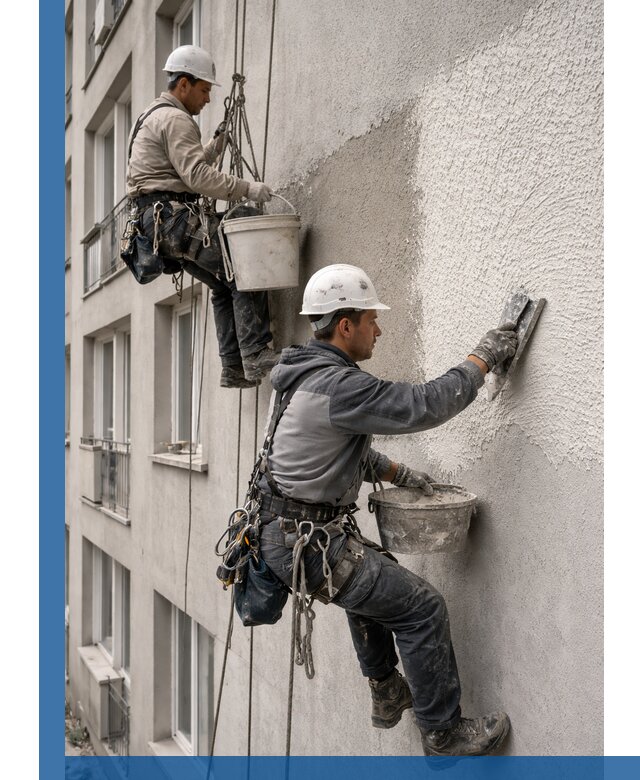 Нанесение декоративной штукатурки короед на фасад в Нефтеюганске