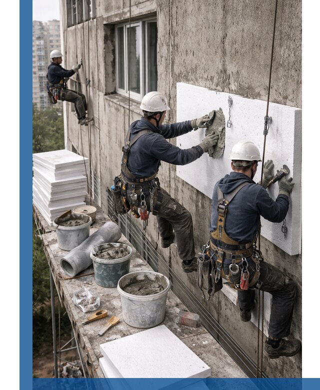 Утепление фасада пенополистиролом в Нефтеюганске под ключ