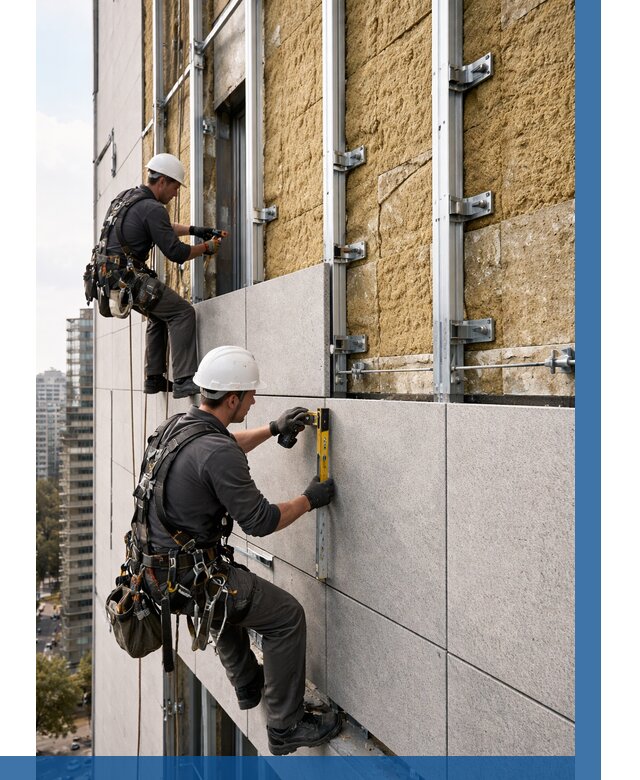 Монтаж вентилируемого фасада в Нефтеюганске от 3559 р. | ВЫСОТНИК-Нфт