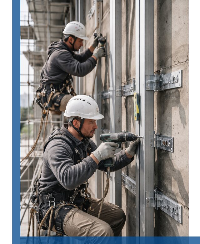 Монтаж и крепление подсистемы вентфасада в Нефтеюганске