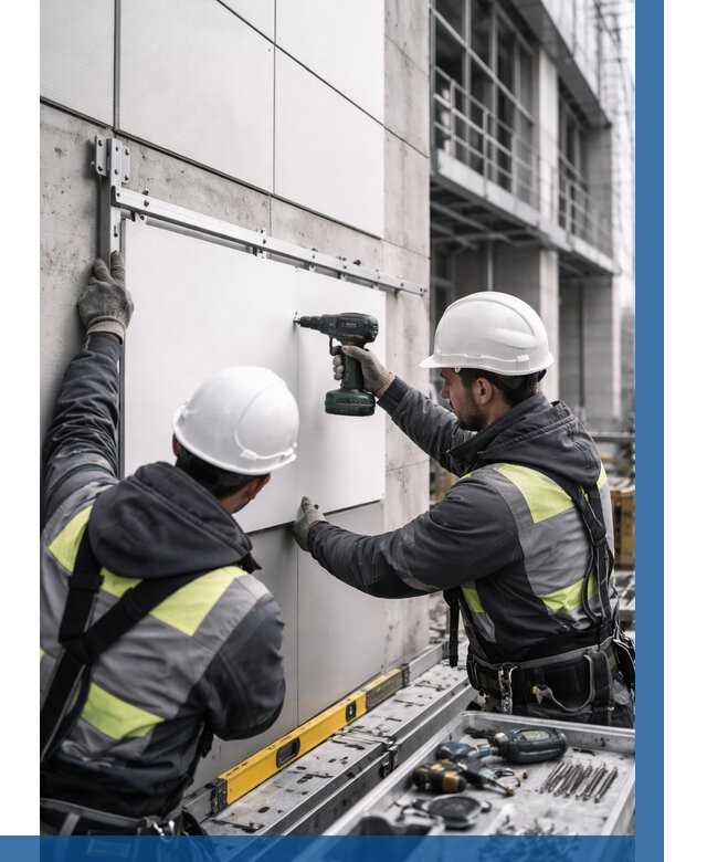 Монтаж композитных панелей фасада в Нефтеюганске от 2542 р. | ВЫСОТНИК-Нфт