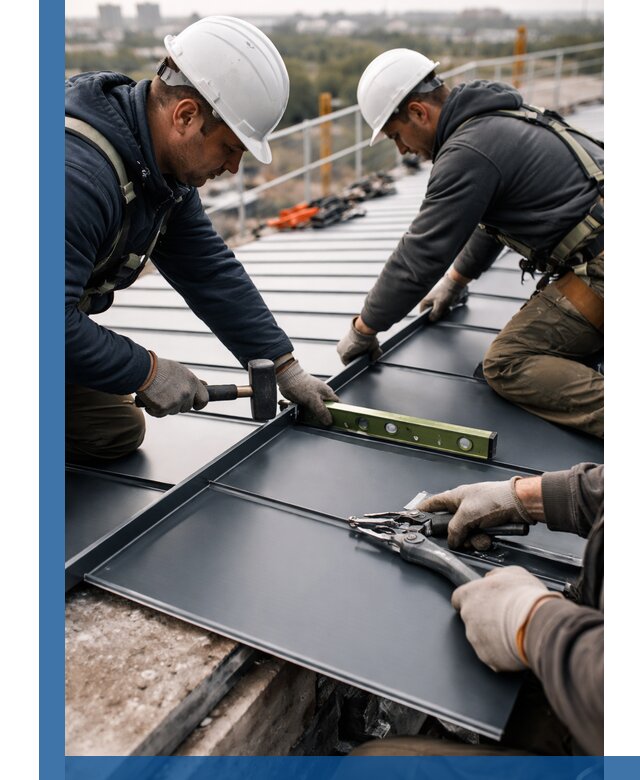 Монтаж фальцевой кровли в Нефтеюганске для промышленных зданий