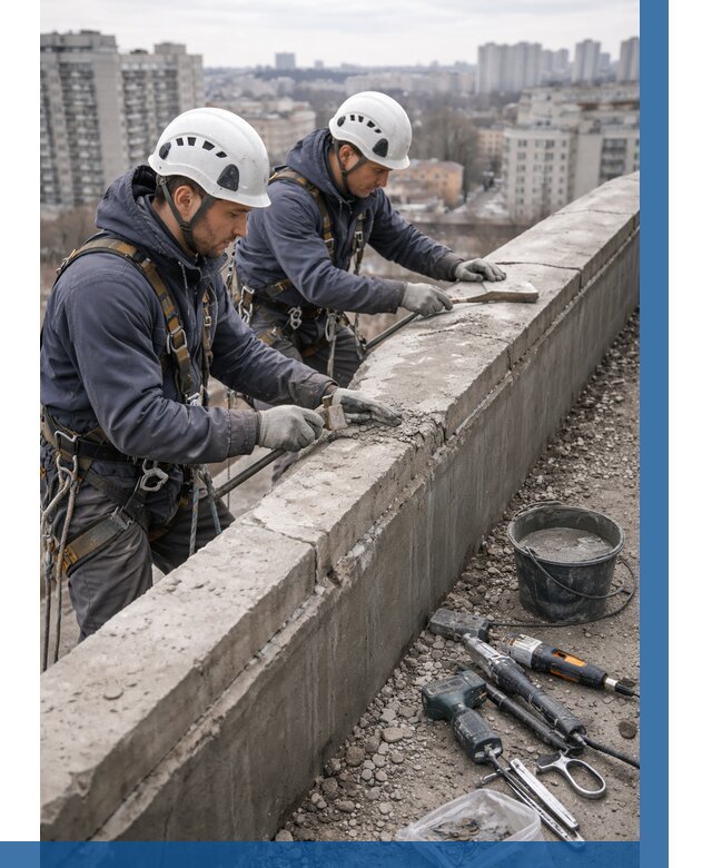 Ремонт парапета на кровле в Нефтеюганске от 1525 р. | ВЫСОТНИК-Нфт