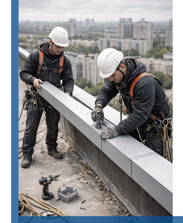 Монтаж парапетных крышек и ограждений кровли в Нефтеюганске