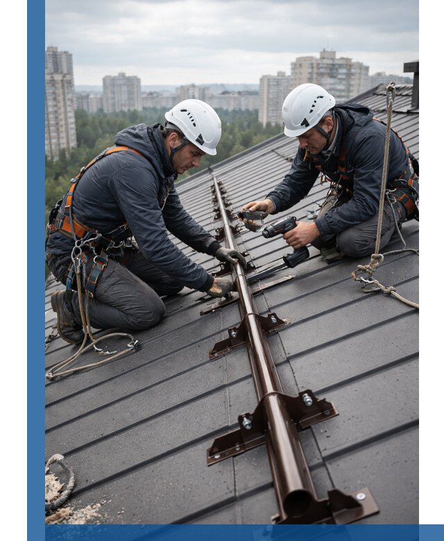 Монтаж снегозадержателей на кровле зданий в Нефтеюганске под ключ