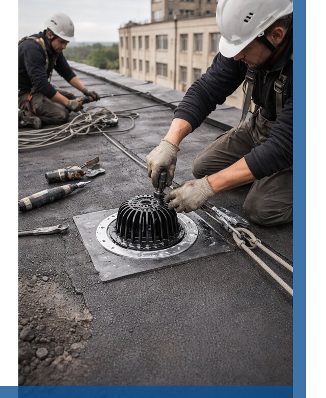 Установка водосточных воронок в Нефтеюганске цена от 3559 р. | ВЫСОТНИК-Нфт