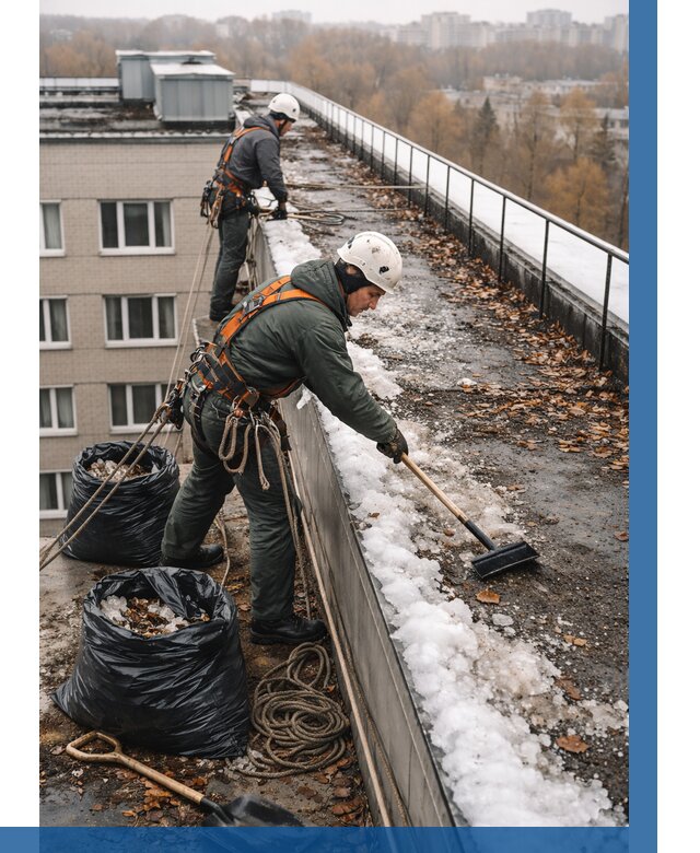 Очистка кровли по периметру в Нефтеюганске от 559 р. | ВЫСОТНИК-Нфт