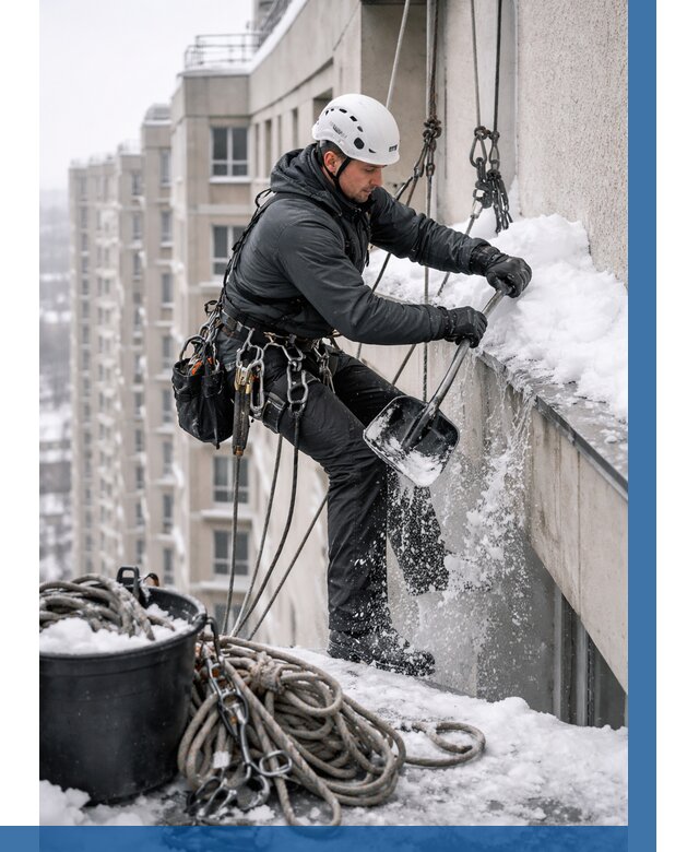 Очистка карнизов от снега в Нефтеюганске от 305 р. | ВЫСОТНИК-Нфт