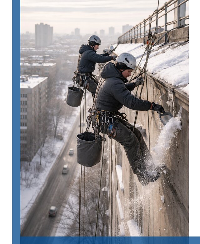 Очистка карнизов от снега в Нефтеюганске профессионально и безопасно