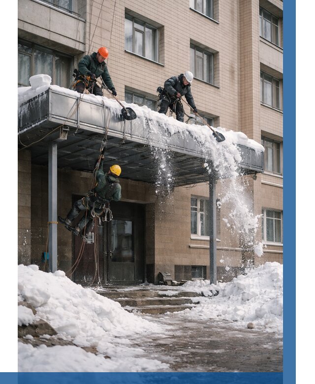 Очистка козырьков от снега в Нефтеюганске от 3559 р. | ВЫСОТНИК-Нфт