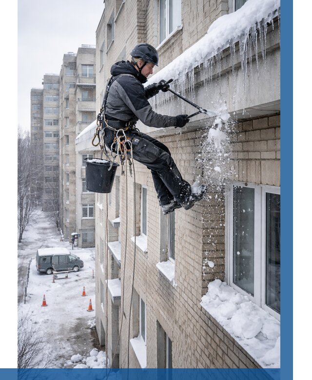 Удаление наледи с карнизов в Нефтеюганске от 356 р. | ВЫСОТНИК-Нфт