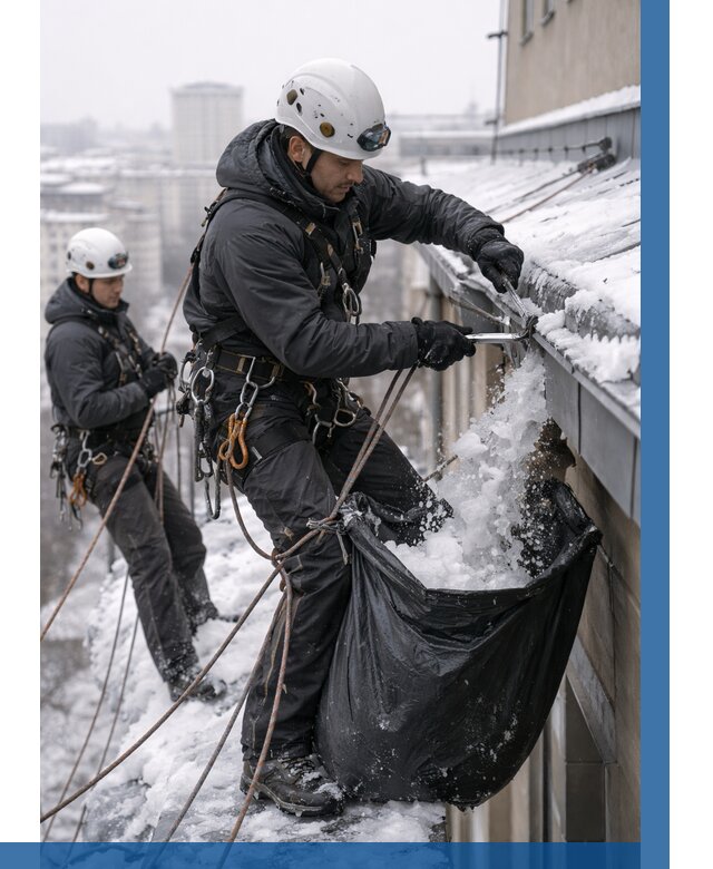 Аварийная очистка крыши в Нефтеюганске под ключ от 305 р. | ВЫСОТНИК-Нфт