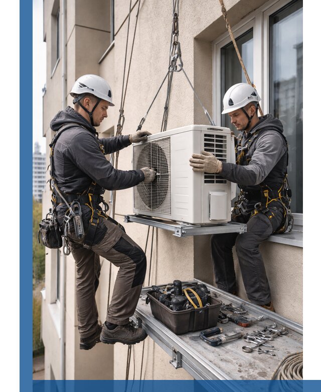 Перенос внешнего блока кондиционера в Нефтеюганске с монтажом и крепежом