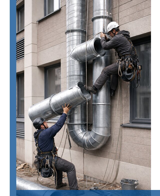 Монтаж фасадных воздуховодов в Нефтеюганске с герметизацией и крепежом
