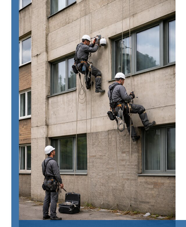 Монтаж фасадных камер видеонаблюдения в Нефтеюганске под ключ