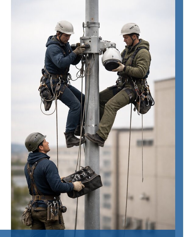 Установка видеокамер на мачте в Нефтеюганске от 8643 р. | ВЫСОТНИК-Нфт