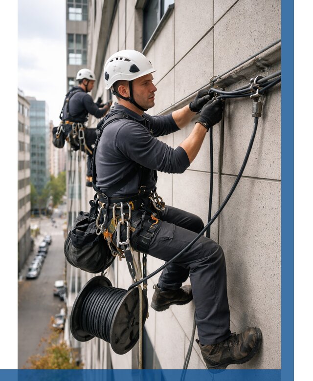 Прокладка кабеля по фасаду в Нефтеюганске от 356 р. | ВЫСОТНИК-Нфт