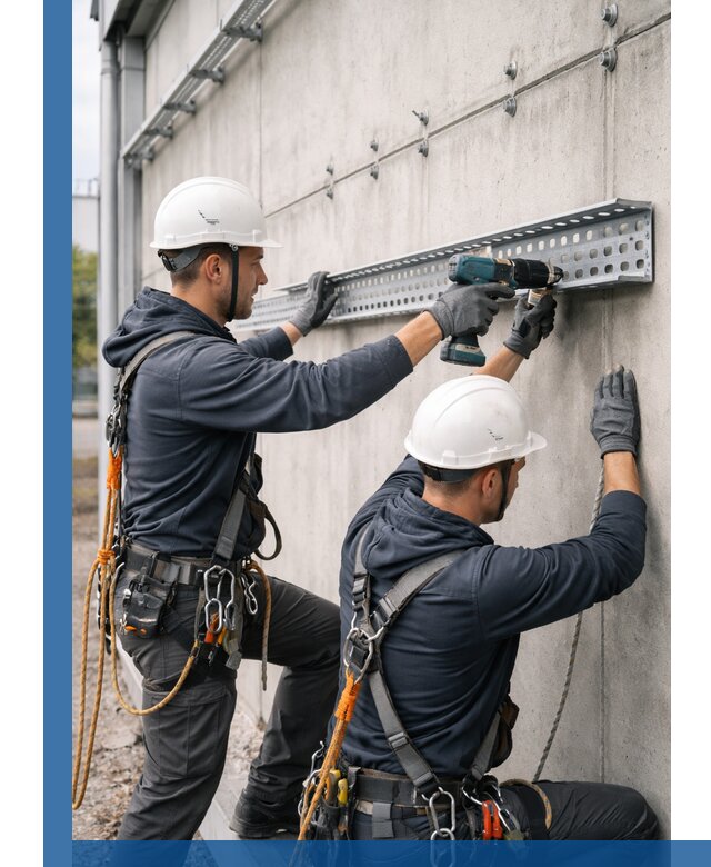 Монтаж кабельных лотков на фасаде зданий в Нефтеюганске с гарантией