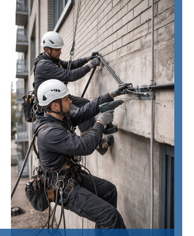 Крепление кабеля на фасаде в Нефтеюганске от 356 р. | ВЫСОТНИК-Нфт