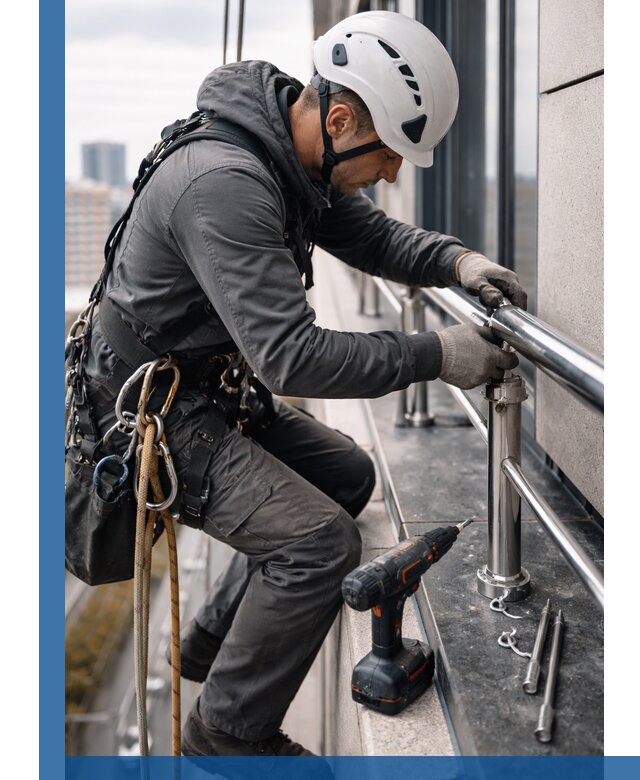 Монтаж ограждений на высоте в Нефтеюганске для зданий и конструкций