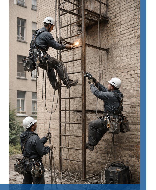 Ремонт пожарной лестницы в Нефтеюганске от 7626 р. | ВЫСОТНИК-Нфт