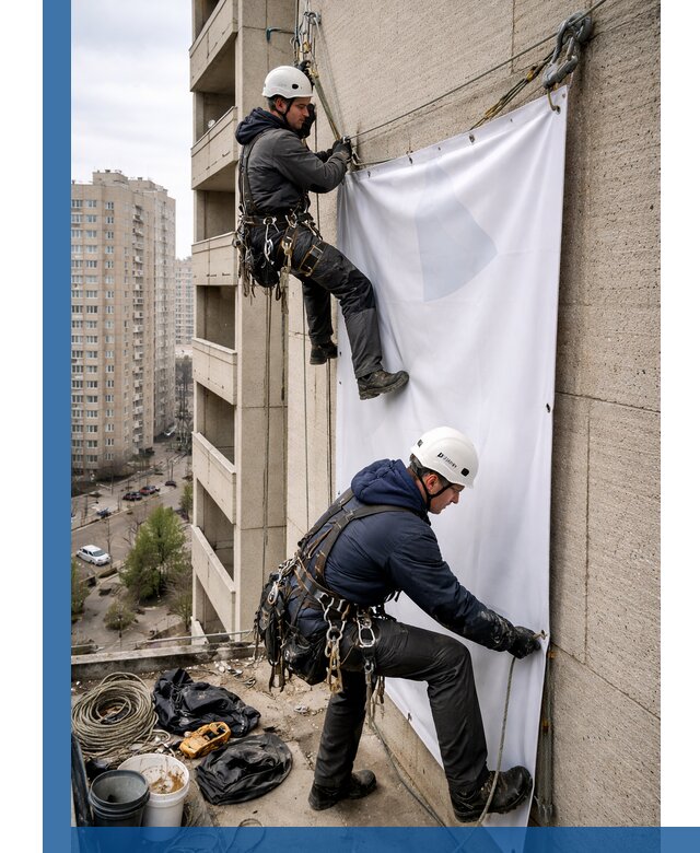 Профессиональный монтаж баннеров на фасаде в Нефтеюганске