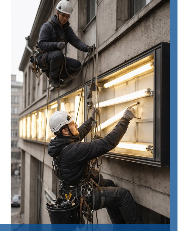 Замена ламп в вывеске в Нефтеюганске под ключ от 3559 р. | ВЫСОТНИК-Нфт