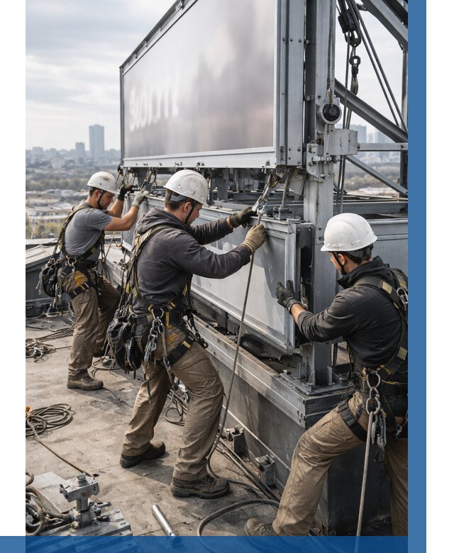 Монтаж крышной рекламной конструкции в Нефтеюганске от 61008 р.|ВЫСОТНИК-Нфт