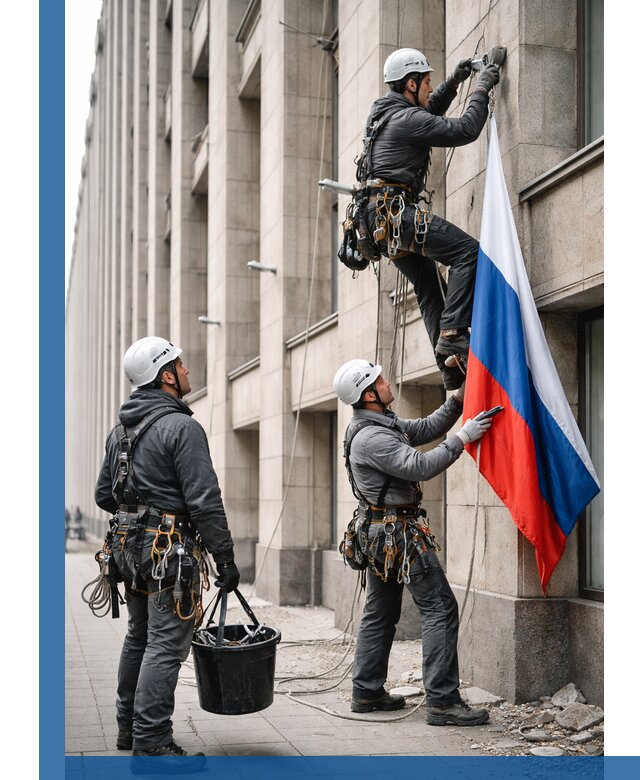 Профессиональная установка флагов на фасаде в Нефтеюганске