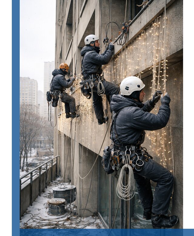 Монтаж новогодней иллюминации и украшение фасадов в Нефтеюганске