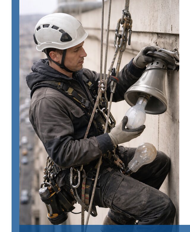 Замена ламп на высоте в Нефтеюганске профессионально и быстро