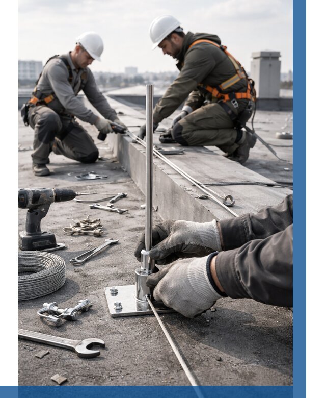 Монтаж молниезащиты на кровле в Нефтеюганске цена от 25420 р. | ВЫСОТНИК-Нфт