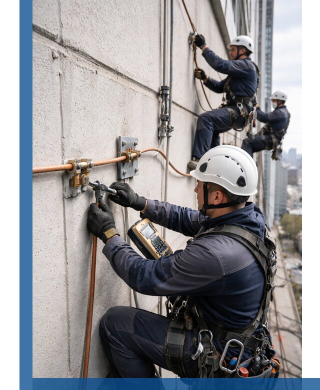 Монтаж системы заземления здания и молниезащиты в Нефтеюганске