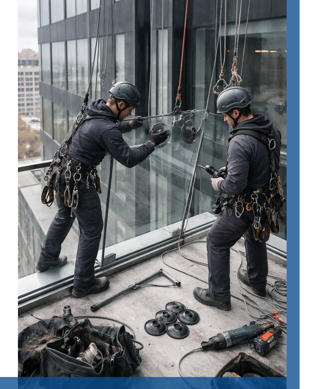 Монтаж стеклянных ограждений в Нефтеюганске от 2542 р. | ВЫСОТНИК-Нфт