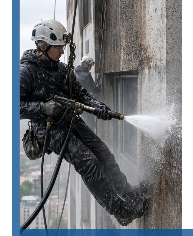 Гидроструйная очистка фасадов и конструкций в Нефтеюганске