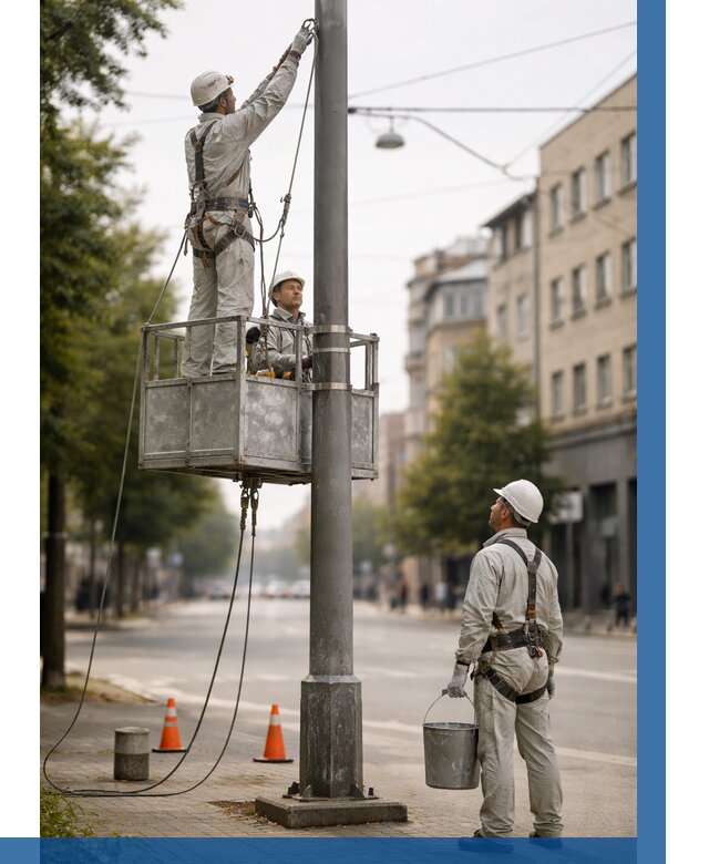 Покраска опор освещения в Нефтеюганске от 5084 р. | ВЫСОТНИК-Нфт